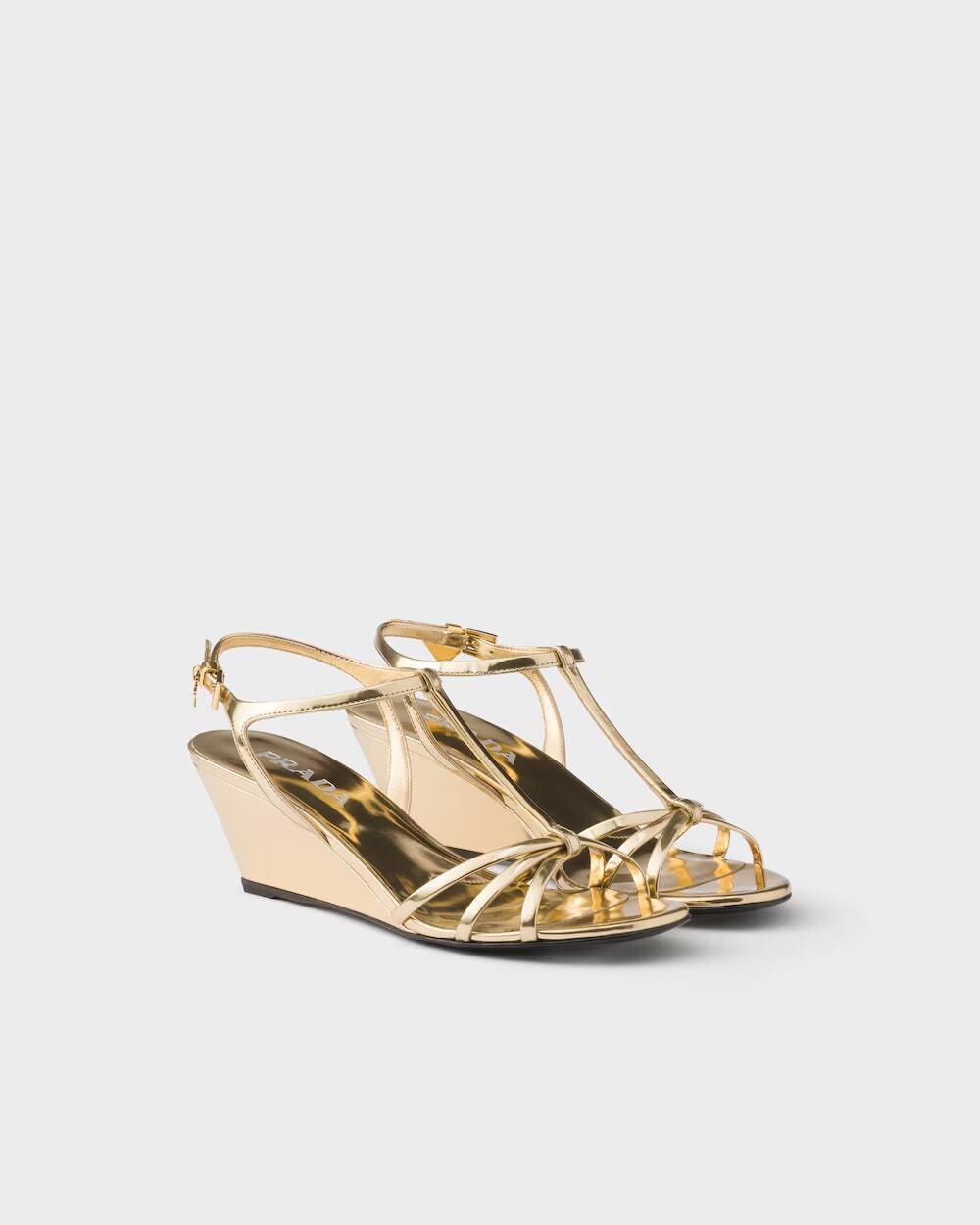 NWB Prada Metallic Leather Sandals Platinum Womens Size 37